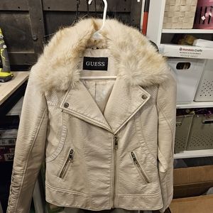 Guess Fux Leather and Fur Moto Jacket